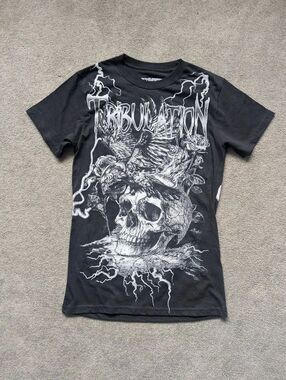 Savage Crew Skull Fitted Tee Black/White Tee/T Shirt (S)